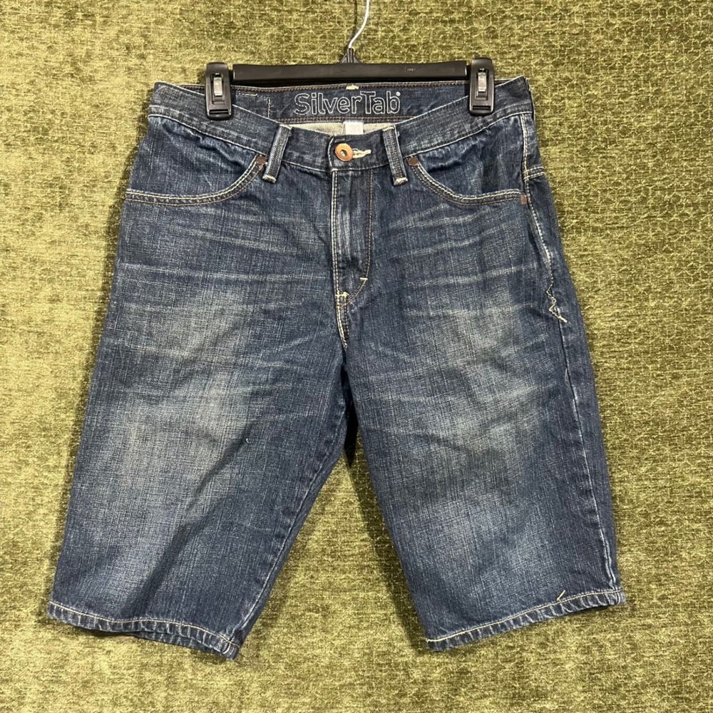 SilverTab Denim Shorts Mens 31 Blue Dark Wash Cotton Flap Pocket 461300001
